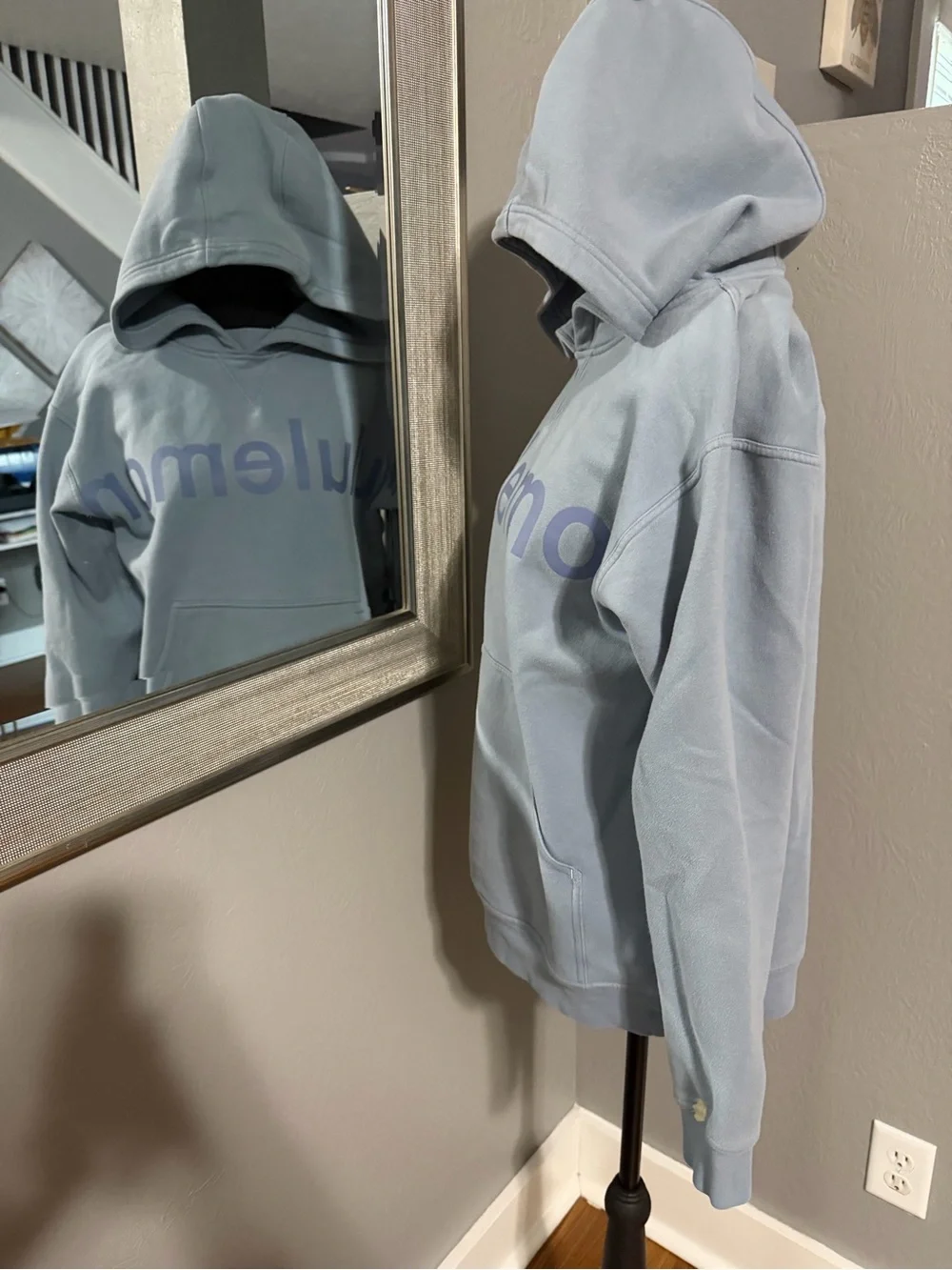 Lululemon All Yours Hoodie Chambray Logo Hooded Athletic Sweater Size 8.